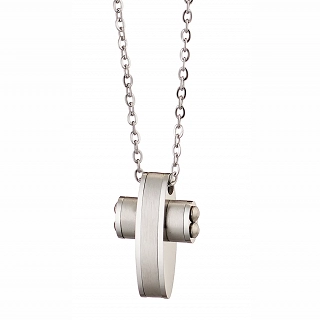 Κολιέ σταυρός ανδρικός από ανοξείδωτο ατσάλι μπομπέ