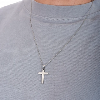 Ανδρικός σταυρός με αλυσίδα από ανοξείδωτο ατσάλι