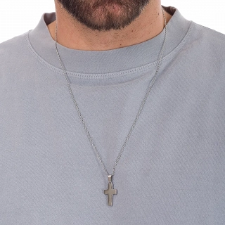 Ανδρικός σταυρός με αλυσίδα ατσάλινος