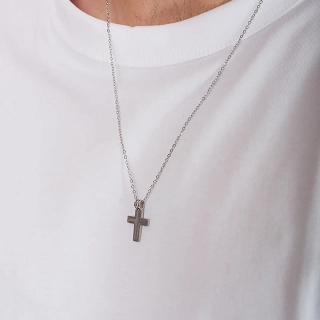 Ανδρικός σταυρός με αλυσίδα από ανοξείδωτο ατσάλι