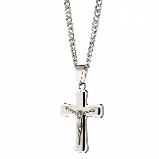 Oxzen ανδρικό κολιέ με σταυρό από ανοξείδωτο ατσάλι