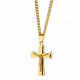 Oxzen ανδρικό κολιέ με σταυρό από ανοξείδωτο ατσάλι