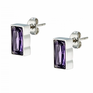 Σκουλαρίκια καρφωτά ατσάλινα με μωβ ζιργκόν