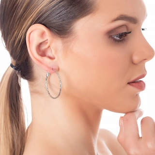 Oxzen σκουλαρίκια κρίκοι ατσάλινοι 35mm διαμανταρισμένοι