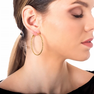 Oxzen σκουλαρίκια κρίκοι ατσάλινοι 45mm διαμανταρισμένοι