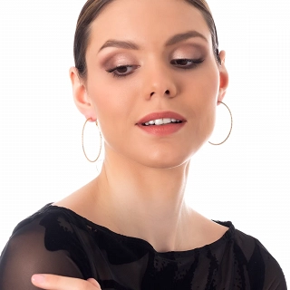 Oxzen σκουλαρίκια κρίκοι ατσάλινοι 45mm διαμανταρισμένοι