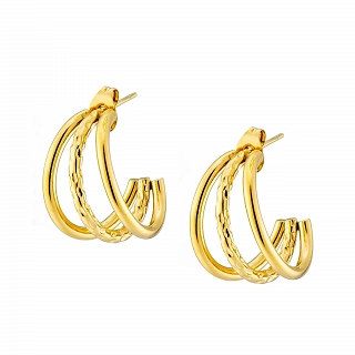 Oxzen σκουλαρίκια κρίκοι ατσάλινοι τριπλοί 20mm