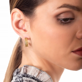 Oxzen σκουλαρίκια κρίκοι ατσάλινοι τριπλοί 20mm διαμανταρισμένοι