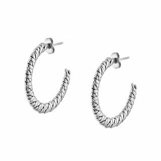 Oxzen σκουλαρίκια κρίκοι ατσάλινοι 30mm σαγρέ