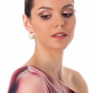 Oxzen σκουλαρίκια κρίκοι ατσάλινοι τριπλοί 30mm σαγρέ