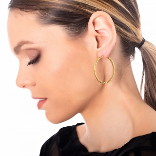 Oxzen σκουλαρίκια κρίκοι ατσάλινοι 40mm σαγρέ