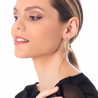 Oxzen σκουλαρίκια κρίκοι ατσάλινοι 40mm σαγρέ