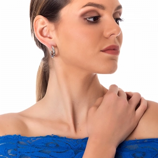 Oxzen σκουλαρίκια κρίκοι ατσάλινοι χοντροί 25mm γιαλιστεροί