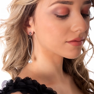 Oxzen σκουλαρίκια κρεμαστά ατσάλινα με πέρλα