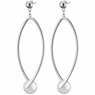 Oxzen σκουλαρίκια κρεμαστά ατσάλινα με πέρλα