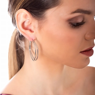 Oxzen σκουλαρίκια κρίκοι ατσάλινοι μεγάλοι τετραγωνισμένοι