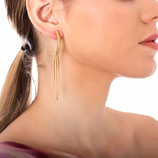 Oxzen σκουλαρίκια κρεμαστά ατσάλινα με μακριές αλυσίδες Snake