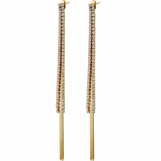 Oxzen σκουλαρίκια κρεμαστά ατσάλινα με λευκά ζιργκόν