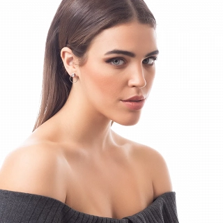 Σκουλαρίκια καρφωτά ατσάλινα με λευκό ζιργκόν