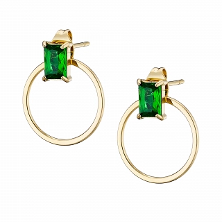 Σκουλαρίκια καρφωτά ατσάλινα επιχρυσωμένα με πράσινο ζιργκόν