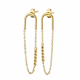 Σκουλαρίκια κρεμαστά ατσάλινα μακριά με αλυσίδα