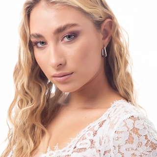 Σκουλαρίκια κρίκοι ατσάλινοι με γυαλιστερό φινίρισμα