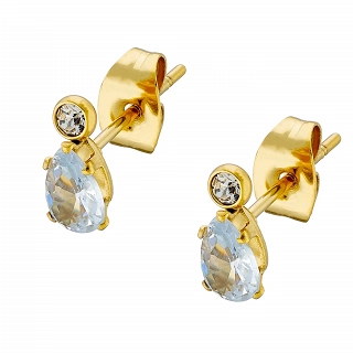 Σκουλαρίκια καρφωτά ατσάλινα δάκρυ με λευκό ζιργκόν