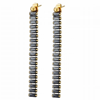 Σκουλαρίκια κρεμαστά ατσάλινα μακριά με ορθογώνια ζιργκόν