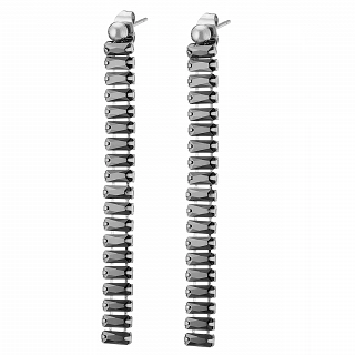 Σκουλαρίκια κρεμαστά ατσάλινα μακριά με ορθογώνια ζιργκόν