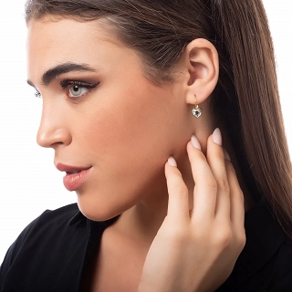 Σκουλαρίκια κρικάκια μικρά ατσάλινα με λευκή καρδιά ζιργκόν