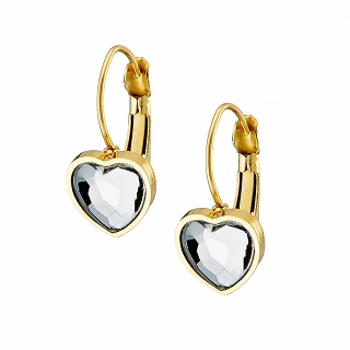 Σκουλαρίκια κρικάκια μικρά ατσάλινα με λευκή καρδιά ζιργκόν