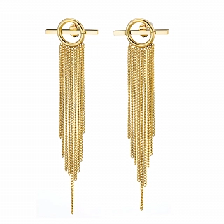 Σκουλαρίκια κρεμαστά ατσάλινα μακριά με αλυσίδες