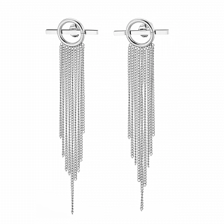 Σκουλαρίκια κρεμαστά ατσάλινα μακριά με αλυσίδες