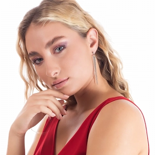 Σκουλαρίκια κρεμαστά ατσάλινα με αλυσίδες