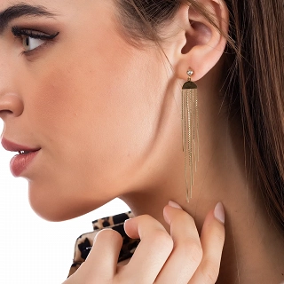 Σκουλαρίκια κρεμαστά ατσάλινα με αλυσίδες