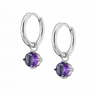 Σκουλαρίκια κρικάκια μικρά ατσάλινα 12mm με ένα κρεμαστό ζιργκόν