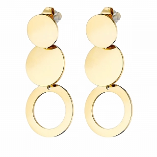 Σκουλαρίκια κρεμαστά ατσάλινα με τρεις κύκλους