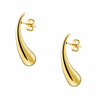 Oxzen σκουλαρίκια κρίκοι ατσάλινοι επιχρυσωμένοι Drops 30mm