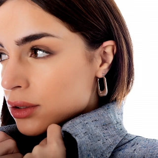 Oxzen σκουλαρίκια κρίκοι ατσάλινοι ορθογώνιοι