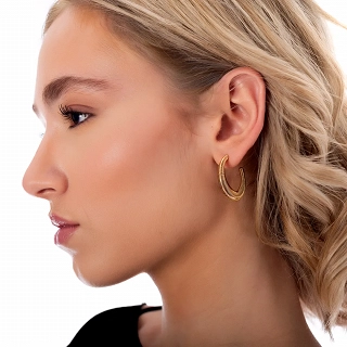 Oxzen σκουλαρίκια κρίκοι ατσάλινοι 30mm