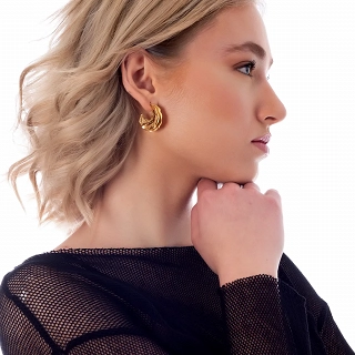 Oxzen σκουλαρίκια κρίκοι ατσάλινοι χειροποίητοι με σκάλισμα