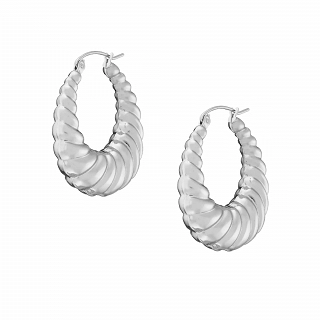 Oxzen σκουλαρίκια κρίκοι ατσάλινοι Chunky Croissant 25mm