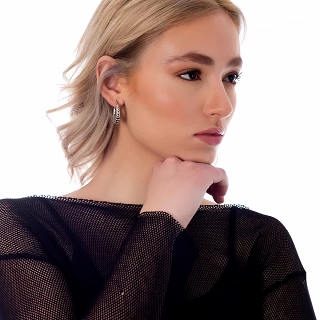 Oxzen σκουλαρίκια κρίκοι ατσάλινοι Chunky Croissant 25mm