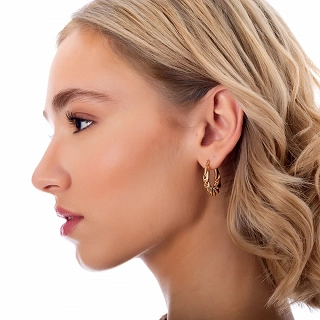 Oxzen σκουλαρίκια κρίκοι ατσάλινοι Chunky Croissant 25mm