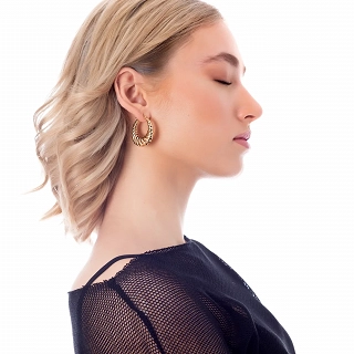 Oxzen σκουλαρίκια κρίκοι ατσάλινοι Chunky Croissant 30mm