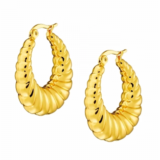 Oxzen σκουλαρίκια κρίκοι ατσάλινοι Chunky Croissant 30mm