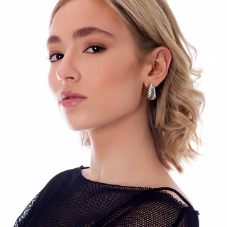 Oxzen σκουλαρίκια κρίκοι ατσάλινοι Croissant