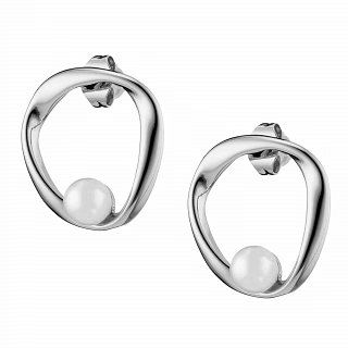 Oxzen σκουλαρίκια καρφωτά ατσάλινα με πέρλα