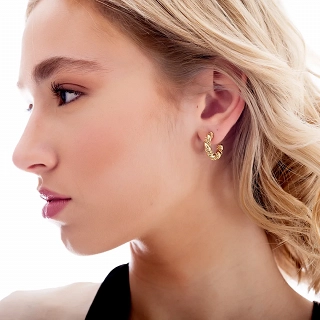 Oxzen σκουλαρίκια κρίκοι ατσάλινοι Croissant 20mm