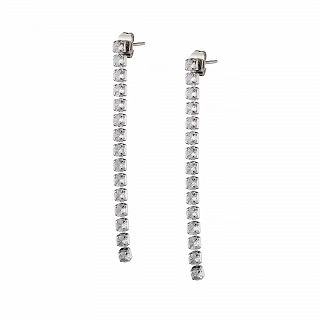 Σκουλαρίκι γυναικείο από ανοξείδωτο ατσάλι σειρέ με λευκές πέτρες